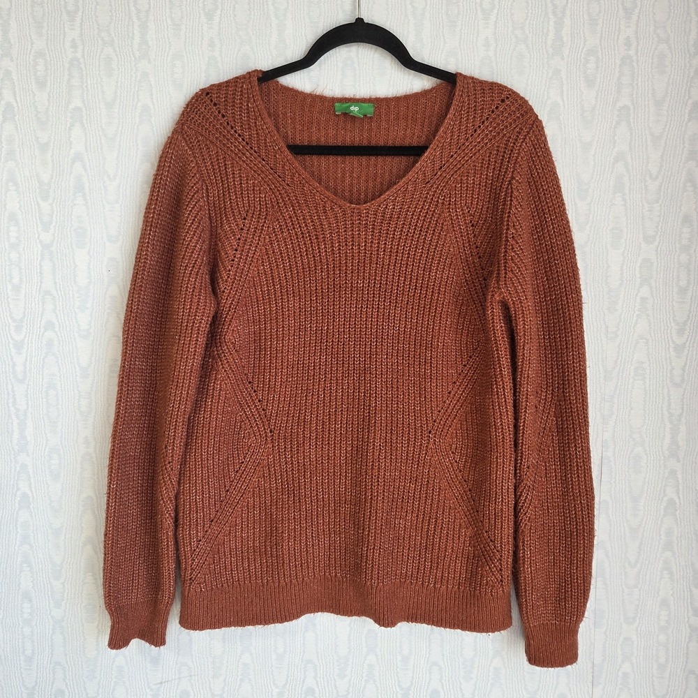 Dip Womens L Sweater Chunky Knit‎ Burnt Orange Rust Soft Longhorns UT Austin